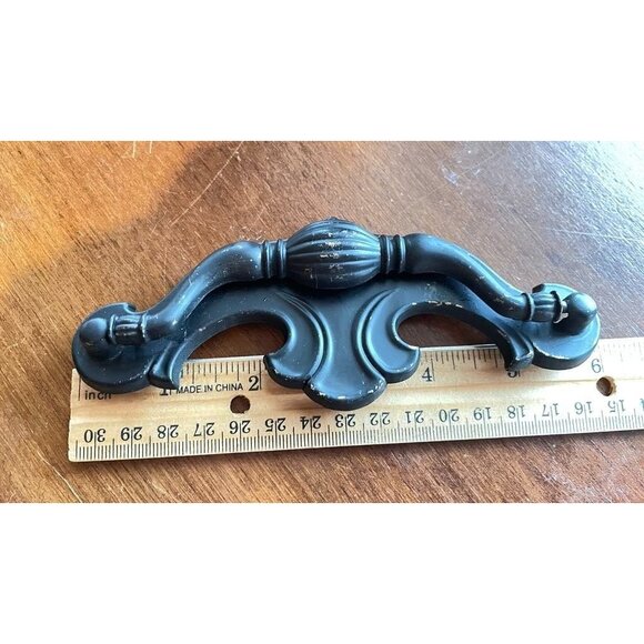 3 Vintage Black Brass Bat Wing Drawer Pulls CP-2222 4" Center Bail Handles - Picture 4 of 6